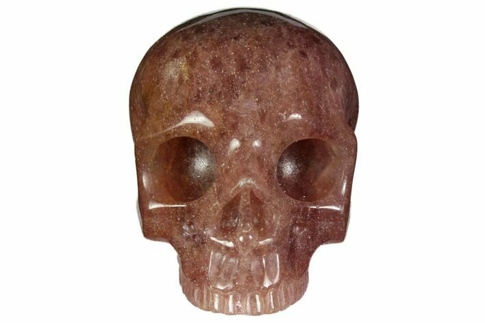 Realistic, Carved Strawberry Quartz Crystal Skull #150998